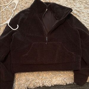 Dark Brown Fleece Half-Zip Pullover